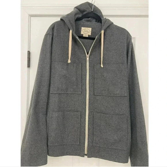 Alex Crane Bight Wool Charcoal Grey 4 Pocket Zip Hoodie Jacket Size Small - Picture 1 of 6